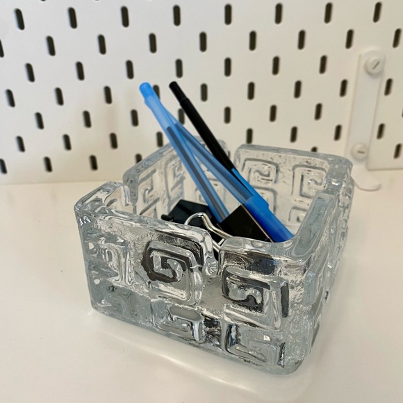 Riihimaen Lasi Riihimaki Ash Tray MCM Desk Decor Finnish Glass - Picture 7 of 7